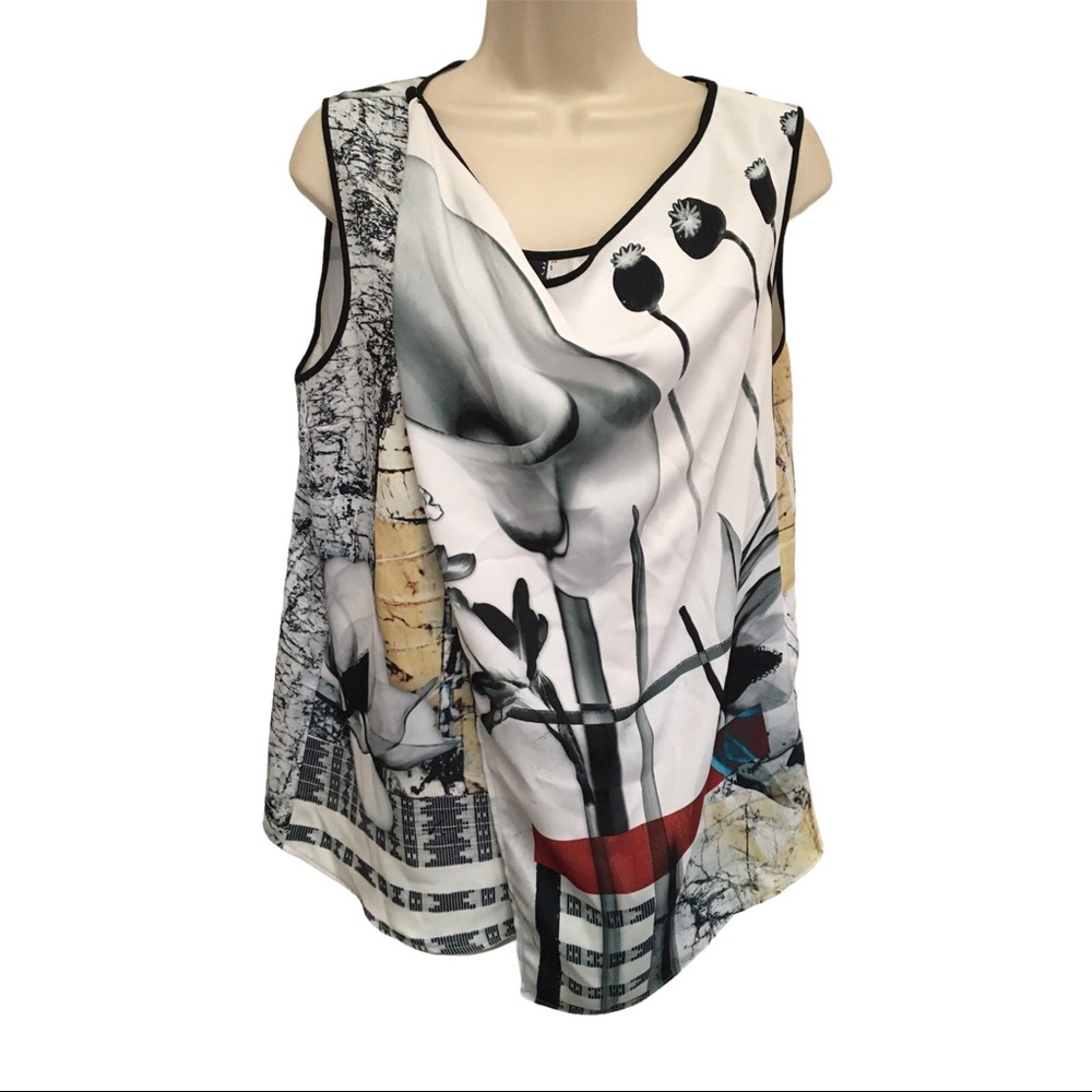 Clover Canyon Black & White Abstract Floral Drape